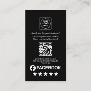 Svart QR Facebook Recensioner Anpassad Betygslän Visitkort