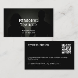 Svart QR Fitness Personal Trainer Visitkort