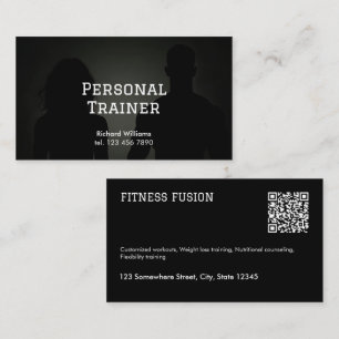 Svart QR Fitness Personal Trainer Visitkort