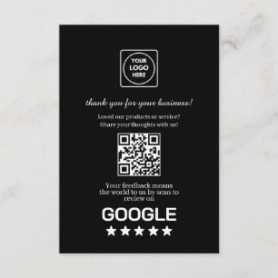 Svart QR Google Recension & Betyg Länk Tilläggskort