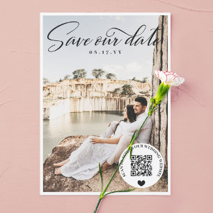 Svart QR-kod Bröllop-webbplats - Spara datum Datumet