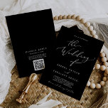 Svart QR-kod för delikat Mörk Bröllop Inbjudningar<br><div class="desc">Den här ömtåliga mörken svarta bröllopsinbjudan med QR-kod är perfekt för ett modernt bröllop. Den moody designen har fin och elegant vit typografi på en svart bakgrund med ett sofistikerat utseende. Spara papper genom att inkludera en QR-kod för gästen för att visa information,  OSA eller båda.</div>