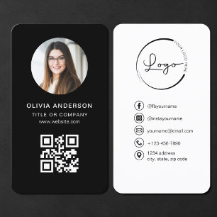 Svart QR-kod för foto Visitkort