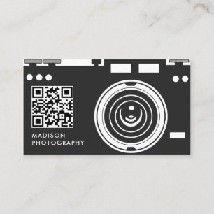 Svart QR-kod för kreativ- och Chic-fotografi Visitkort