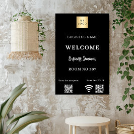 Svart QR-kod företagslogotyp seminarierum wifi Poster