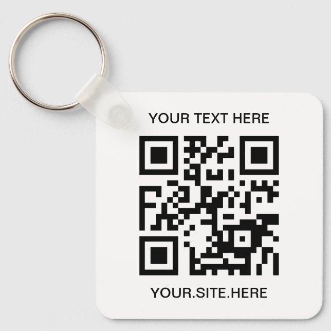 Svart QR-kod Foto Nyckelring (Framsida)