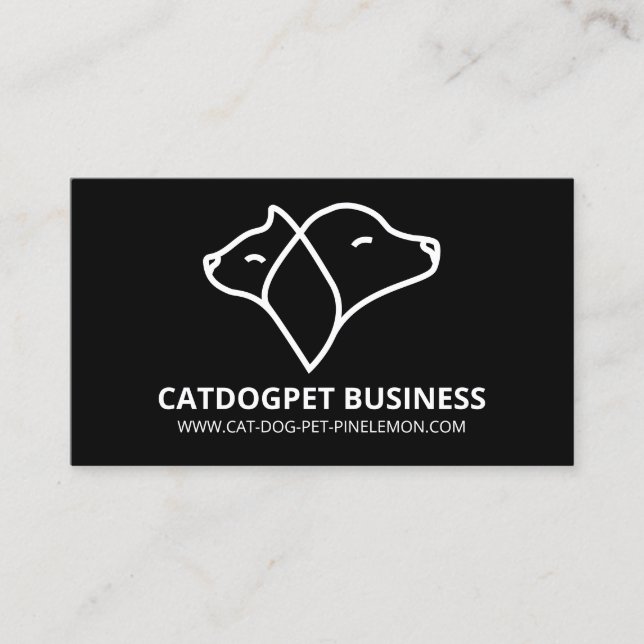 Svart QR-kod, Logotyp Hund Cat Pet Visitkort (Framsida)