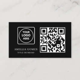 Svart QR-kod | Minimalistisk Modern Anpassad Konta Visitkort