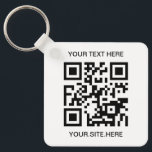 Svart QR-kod Nyckelring<br><div class="desc">Vit och svart QR-koddesign för säljfrämjande åtgärder. Teckensnittet stil och QR-koden kan anpassas. Skapa en egen nyckelkedja för ditt lilla företag.</div>