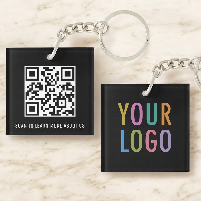 Svart QR-kodnyckelkedja, Logotyp för akryl-Anpassn (MISOOK Square Black Acrylic QR Code Keychain with Logo)