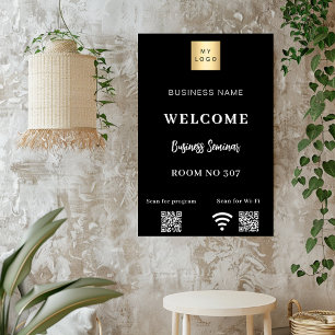 Svart, QR-logotyp, seminarium för affärskoder, wif Poster