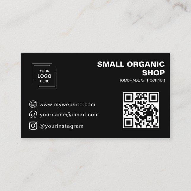 Svart QR-logotyp Sociala medier Varumärkesstil Visitkort (Framsida)