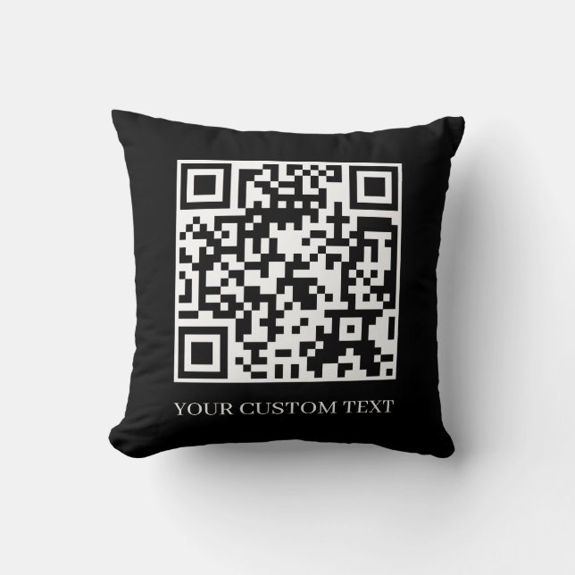 Svart QR | Minimalistisk Skanna Mig Design Kudde (Framsida)