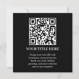 Svart QR | Modern minimalistisk fyrkantig design Inbjudningar