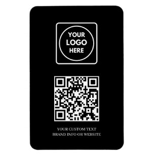 Svart QR Professionell Modern Logotyp för Företa Magnet