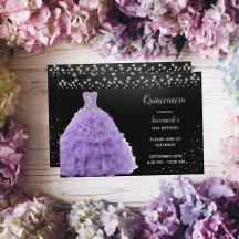 Svart Quinceanera Prinsessa Ljus Lila Klänning Lju