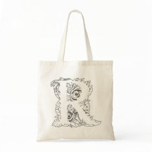 Svart "R" Design Tote Bag