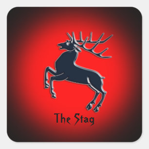 Svart radbrytningssteg på röd spotlight, effekt fyrkantigt klistermärke