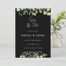 Svart rädda datum inbjudan