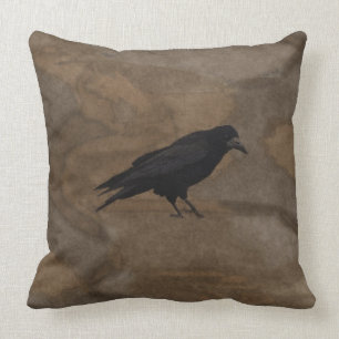 Svart råka brittiska Corvid och lantlig bakgrund Kudde
