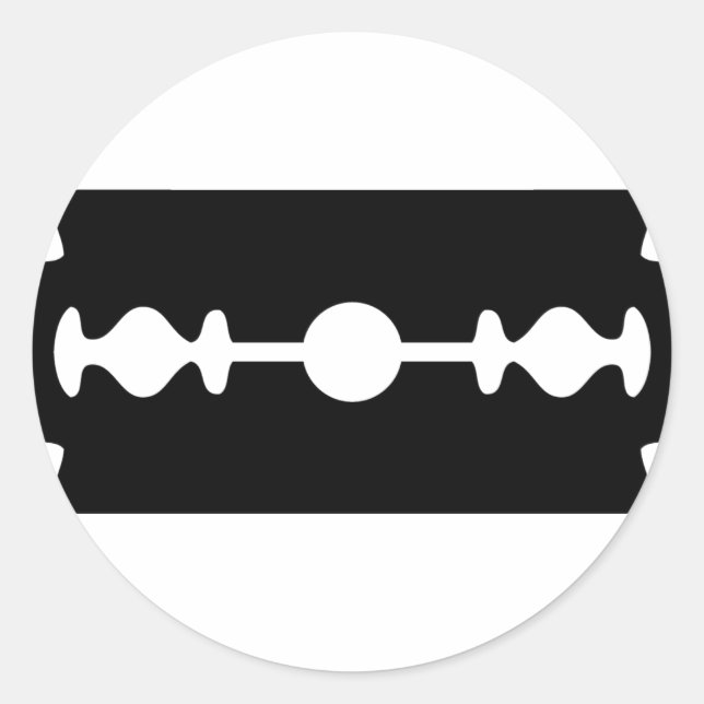 svart rakblad runt klistermärke (Framsida)