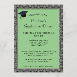 Svart Ram, innertak Ljust grönt Studenten Inbjudningar