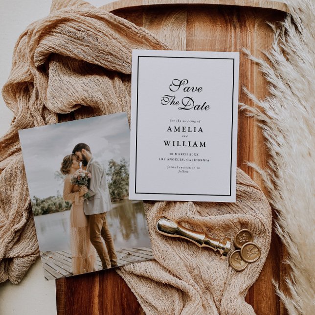 svart ram-kalligrafi bröllop spara datum datumet (Skapare uppladdad)