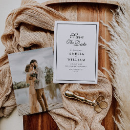 svart ram-kalligrafi bröllop spara datum spara datumet