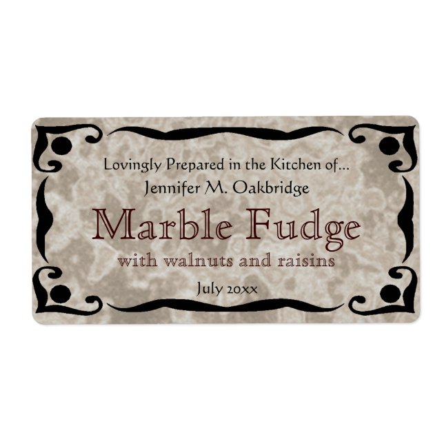 Svart Ram och Marble Brown-etikettmall Fraktsedel (Framsidan)