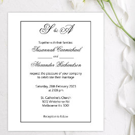 Svart ramverk, minimalistiskt budgeterat Bröllop Flygblad