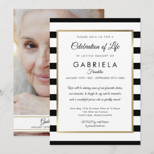 Svart rand Begravningsfirande Livets Fotografi Inbjudningar