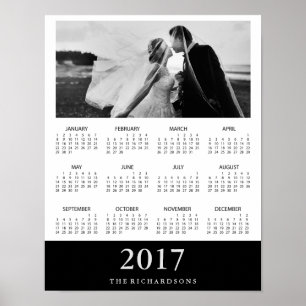 Svart rand Modern Minimal 2017 Foto Kalender Poster
