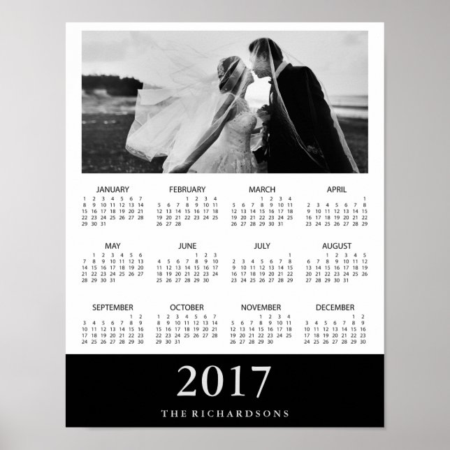 Svart rand | Modern Minimal 2017 Foto Kalender Poster (Framsidan)