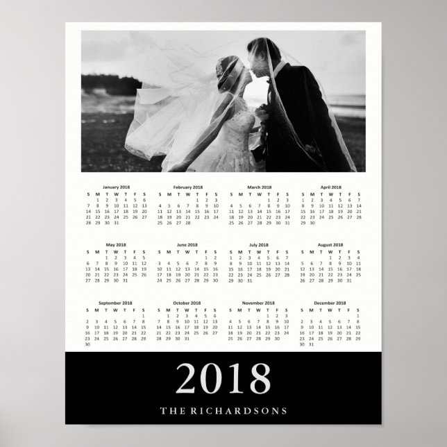 Svart rand | Modern Minimal 2018 Foto Kalender Poster (Framsidan)