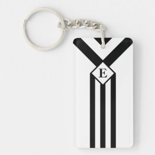 Svart Rand och Chevrons med Monogram på White
