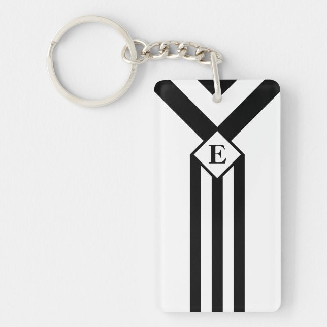 Svart Rand och Chevrons med Monogram på White (Framsidan)