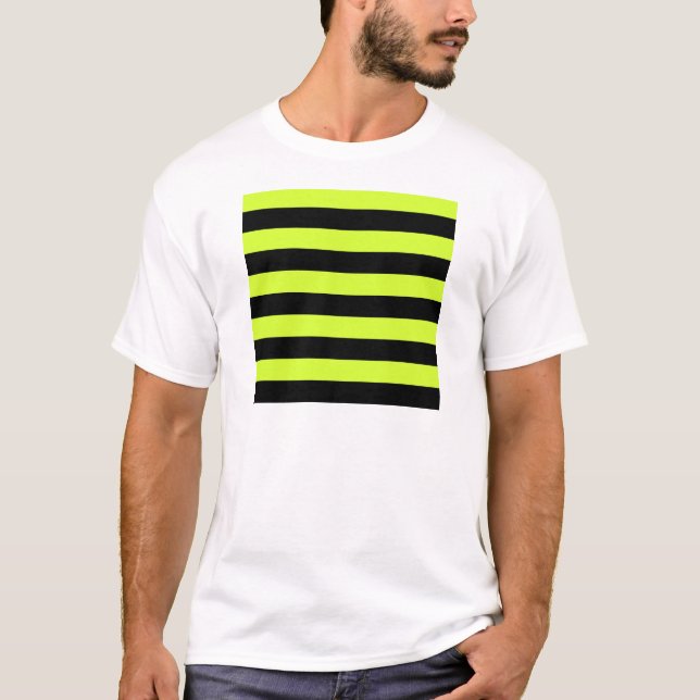 Svart randar - och fluorescerande gult t-shirt (Framsida)