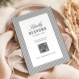 Svart randig elegans Klassisk QR-kod Bröllop OSA Kort