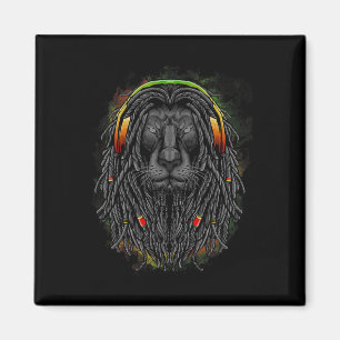 Svart Rasta Lejon med skrivbord - visa Pridet Magnet