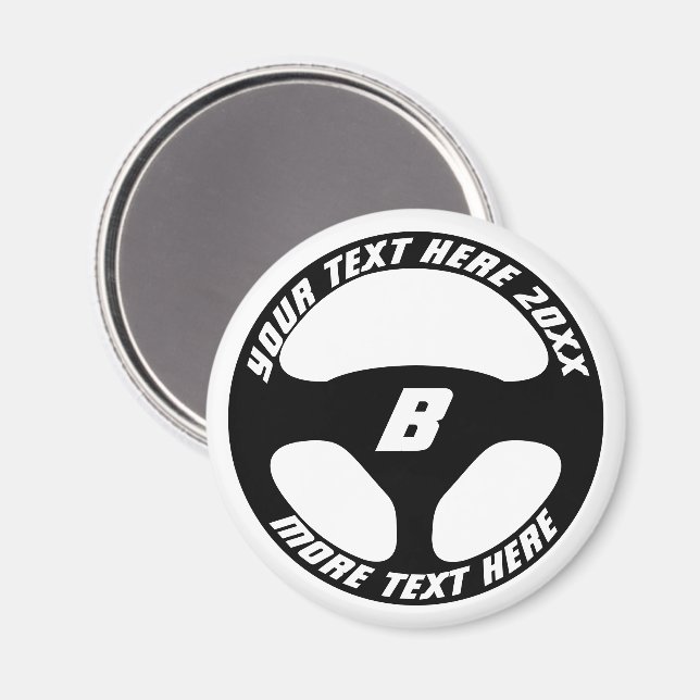 Svart ratt för bil anpassad kylskåp magnet (Front/Back)