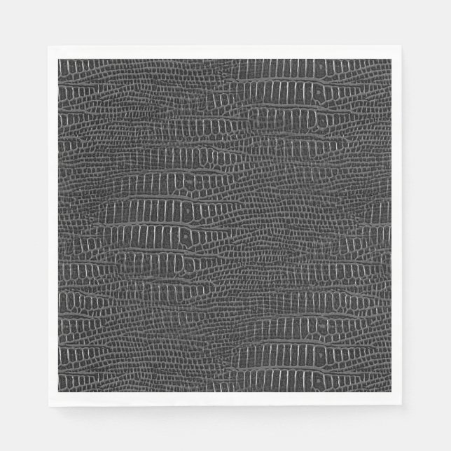 Svart, realistisk Alligator-hud Pappersservett (Framsidan)