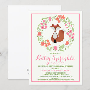 Svart Red Fox Baby Sprinkle-inbjudan Inbjudningar