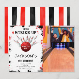 Svart redigerbar bowling fotoinbjudan inbjudningar
