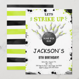 Svart redigerbar Bowling-inbjudan Inbjudningar