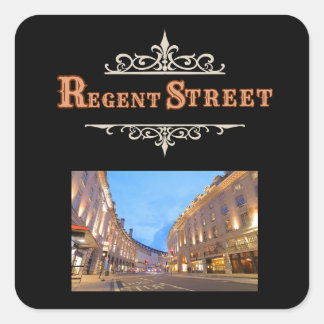 Svart Regent Street-dekal Fyrkantigt Klistermärke