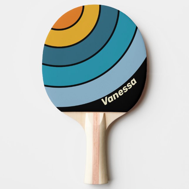 Svart Regnbåge Cirkel Rand med Namn Pingisracket (Framsidan)