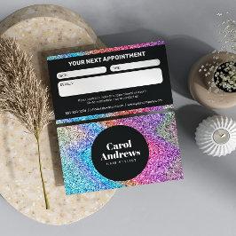 Svart & Regnbåge Glitter Glam Hår Salong Tidsbeställning Kort
