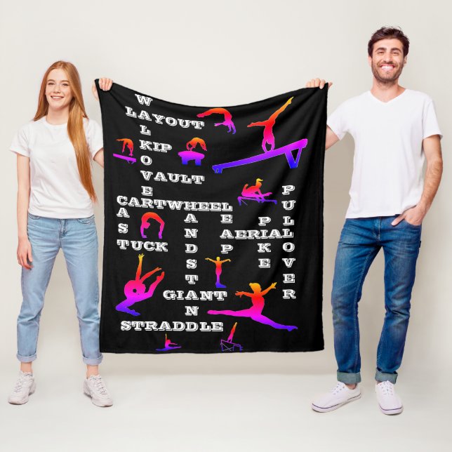Svart/regnbåge Gymnastics Crossword Blanket Fleecefilt (På plats)