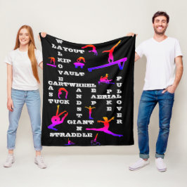 Svart / regnbåge gymnastik korsord täcke fleecefilt