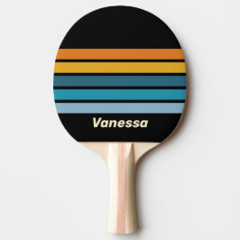 Svart regnbåge över randig med namn pingisracket